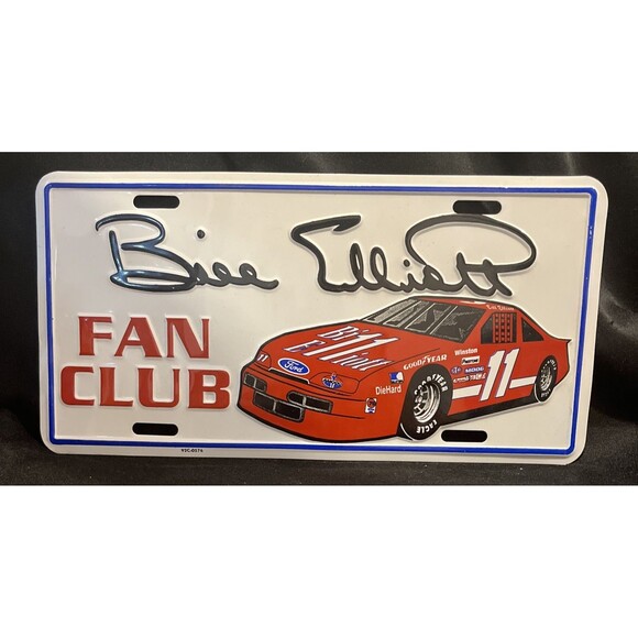 NEW NOS NWOT VINTAGE BILL ELLIOTT #11 1992 FAN CLUB NASCAR METAL LICENSE PLATE - Picture 1 of 8
